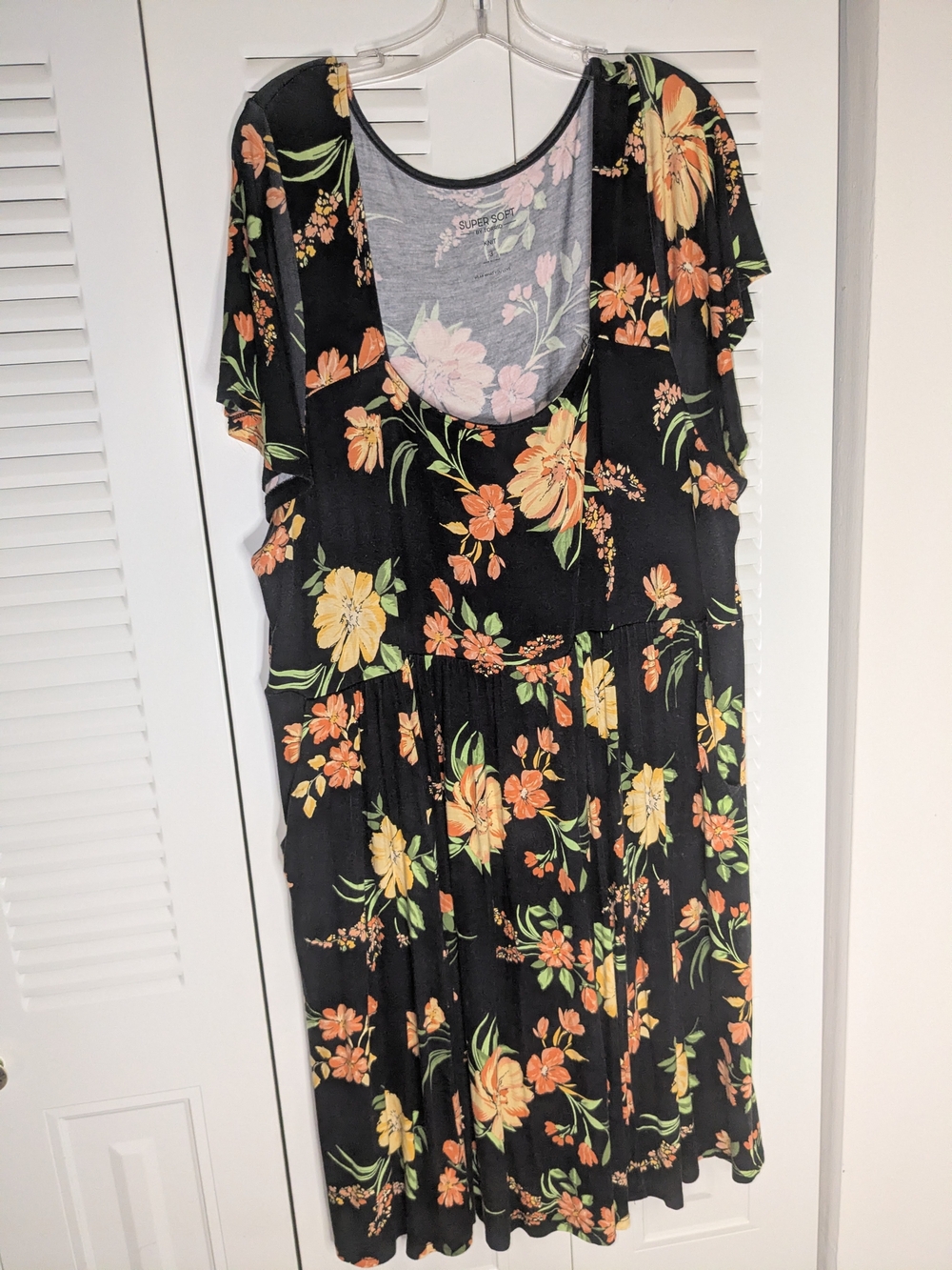 torrid Black Floral Midi Dress with Orange and Yellow Blooms